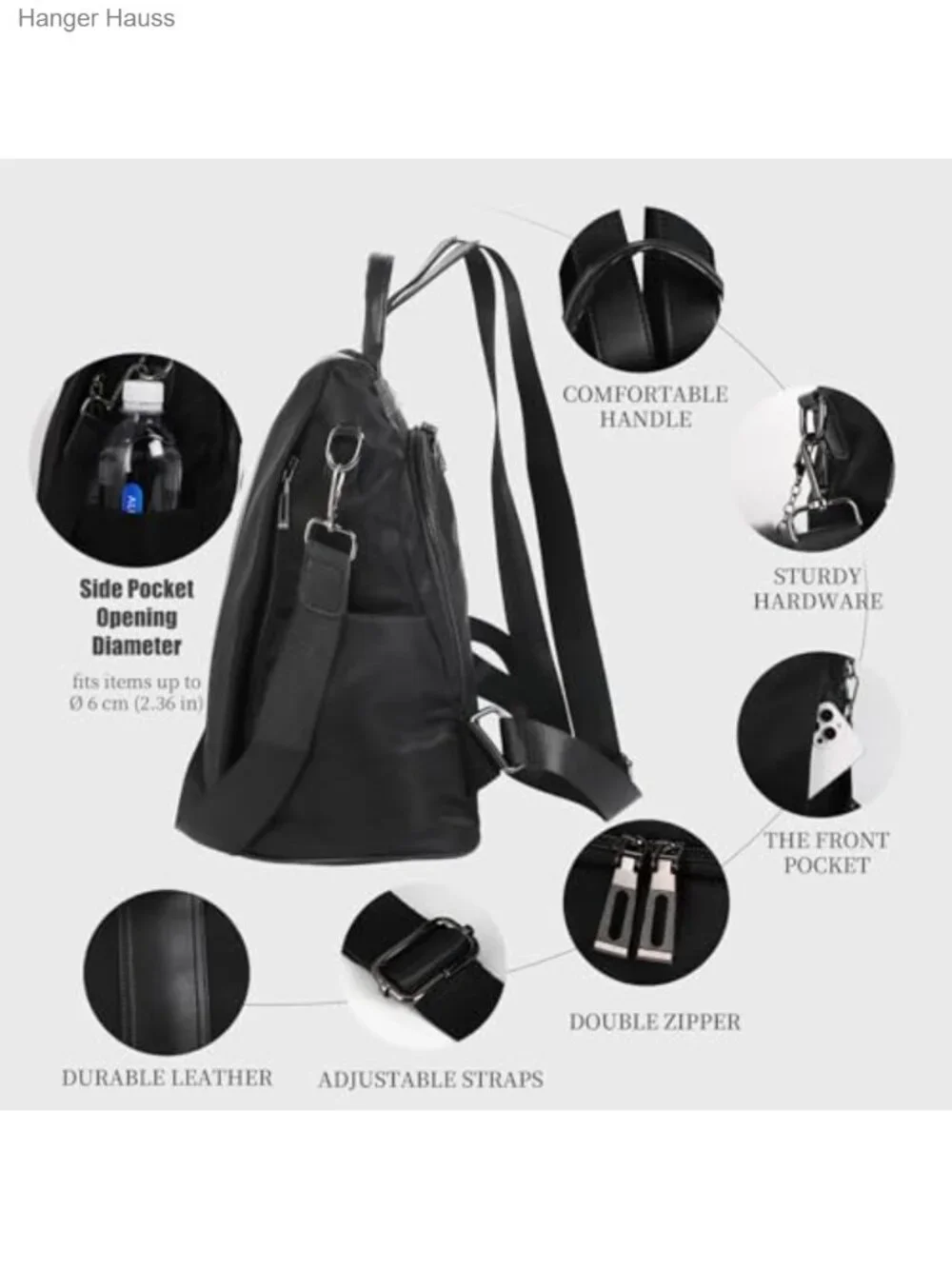 Waterproof Nylon Anti-theft Backpack Purse Lightweight Travel Rucksack